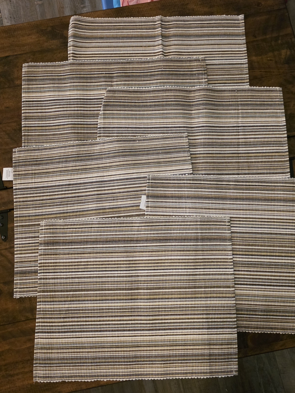 Neutral Striped Woven Placemats - Set of 6